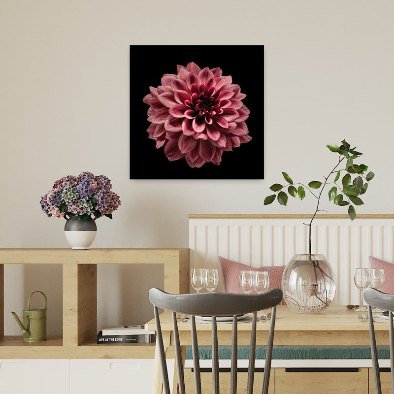 Art contemporain contemporain fleur d'été Dahlia, H 18 po x l 18 po