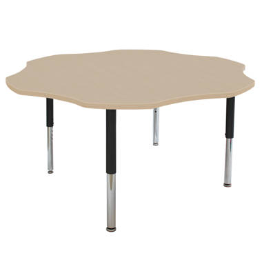 La Madera Horseshoe Activity Table (60x66 inch), Adjustable Super Legs Factory Direct Partners Side Finish: Silver, Tabletop Finish: Asian Sand/Silver