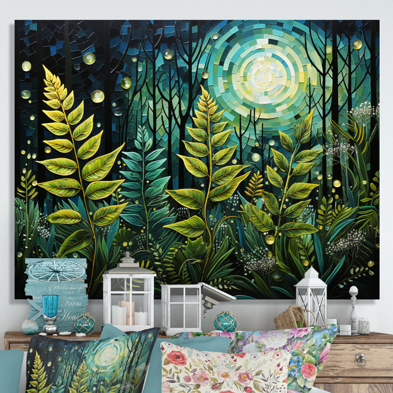 Ferns Plant Serene Reflections I - impression, H 16 po x l 32 po x P 1 po, Toile tendue