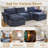 Enn 124 "W Modular Sectional, Wireless Charge, Blue Tooth Speaker, Double-layer Cushion-1705677412
