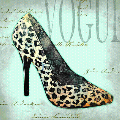 Cheetah Shoe Blue - Wrapped Canvas Print