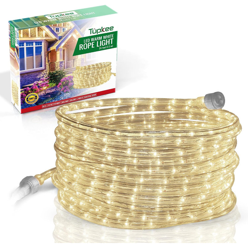 24-ft LED Outdoor Rope Light - Flexible, Linkable & Waterproof Tube Light for Home Décor, Warm White