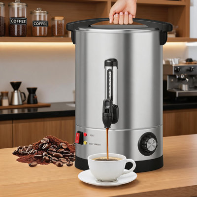 Urne à café commerciale 10L, chauffe-boissons en acier inoxydable, isolation à double paroi, poignée froide au toucher, robinet pour les réceptions et les fêtes