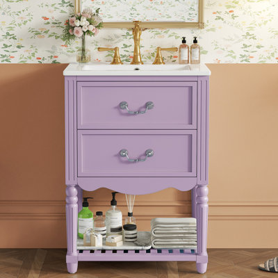 24'' Coastal Bathroom Vanity With Ceramic Sink