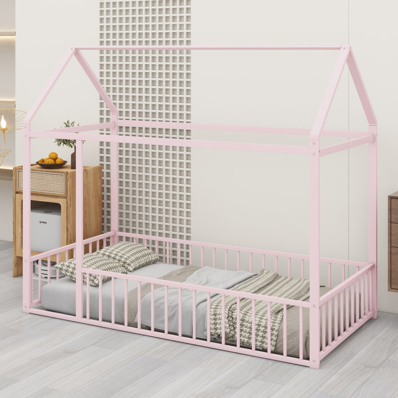 Aisaiah Metal Bed, Pink, Twin