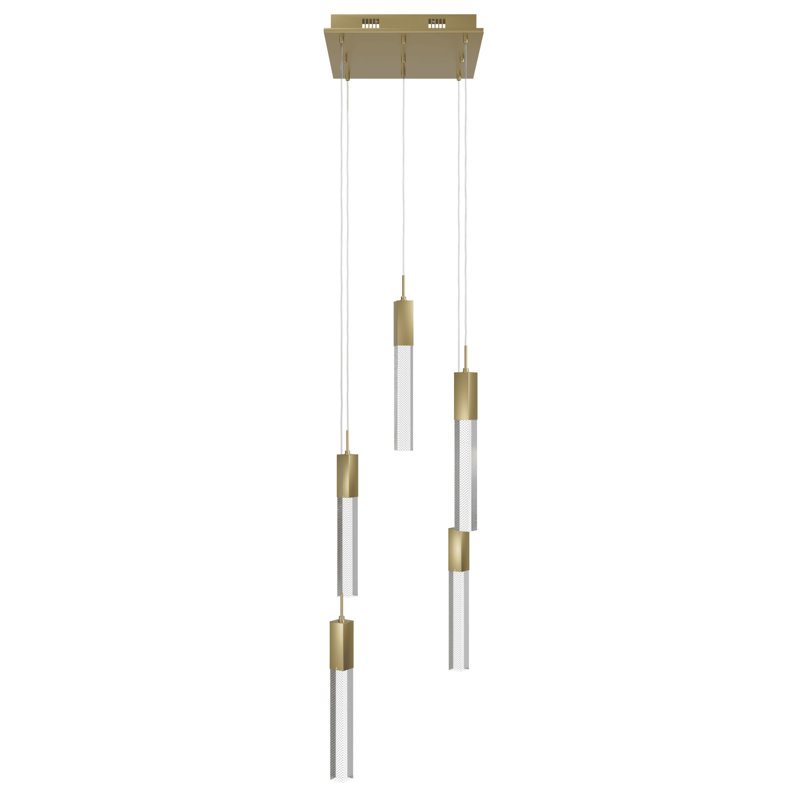Luminaire suspendu 5 lumières Vennie Snow Collection, Laiton antique