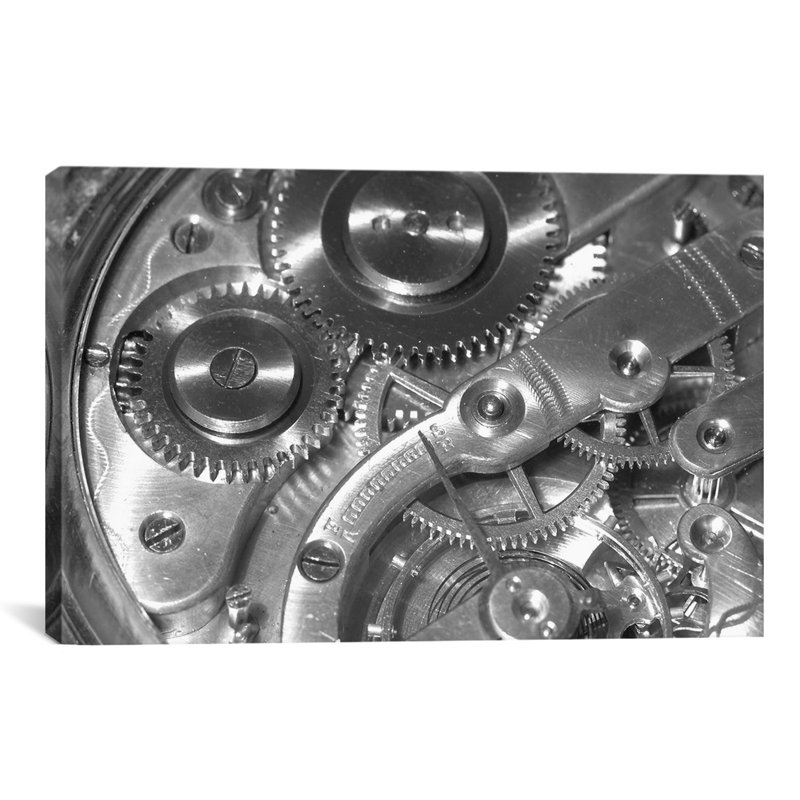 Mécanisme de montre, reproduction de photo sur toile tendue, H 18 po x l 26 po x P 1,5 po