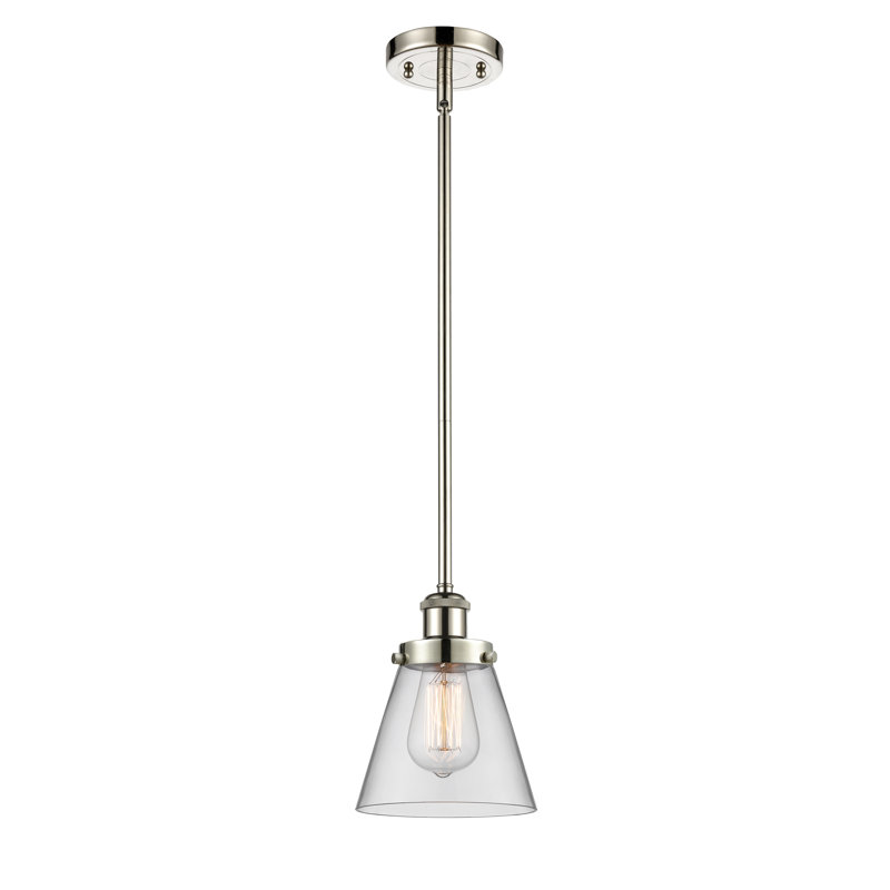 Ballston Urban Cone - 1 Light 6" Cord Hung Mini Pendant, Clear, Polished Nickel, LED