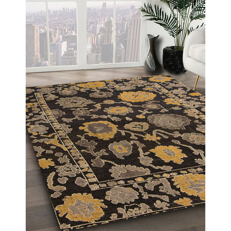 Tapis abstrait à motif abstrait moderne 5121, Carré 7 pi