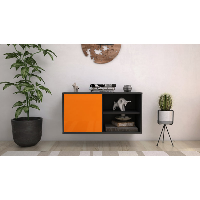Hardwicke Unfinished Floating TV Stand, Orange