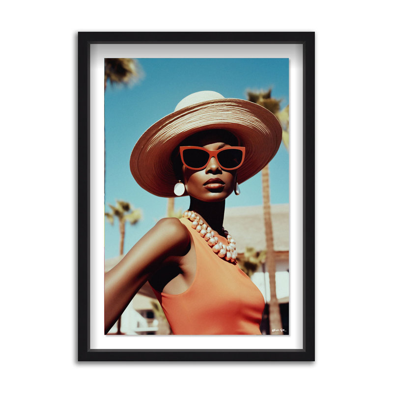 Elegant Palm Springs WomanShadowbox by Oliver Gal, 16.5" H x 11.5" W, Black