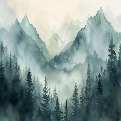 Misty Pine Mountainscape