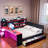 Modern Gaming Daybed With Integrated Desk, Light Strips, Built-in Charging Station, 3 Storage Drawers And Storage Shelves-1431639943-1431639940