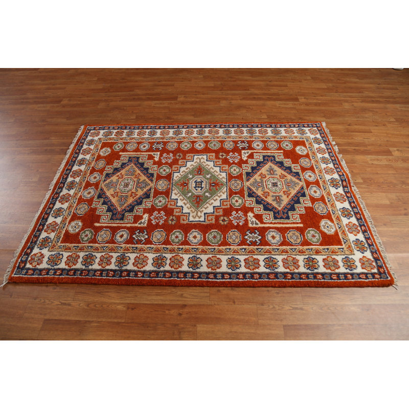 Tapis oriental géométrique Kazak noué à la main