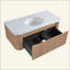 Meuble-lavabo mural avec comptoir en marbre artificiel, lavabo en céramique, conception courbée avec rayures, pré-assemblé