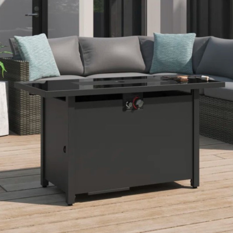 Foyer moderne H 25 po x l 42 po - acier, avec pierres de lave et foyer moderne d'extérieur 42 po