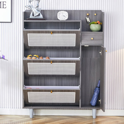Armoire de rangement moderne et minimaliste, armoire à chaussures en rotin japonais, armoire de lit, petit mobilier de maison