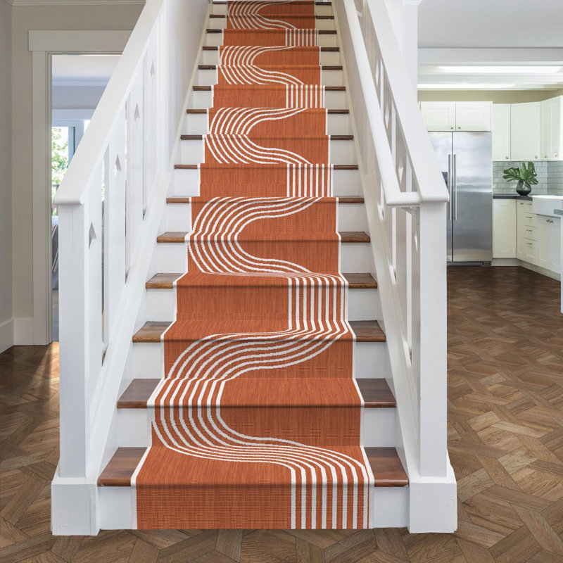Stair Runner Striped Flatweave Area Rug, Runner 70 x 480 cm