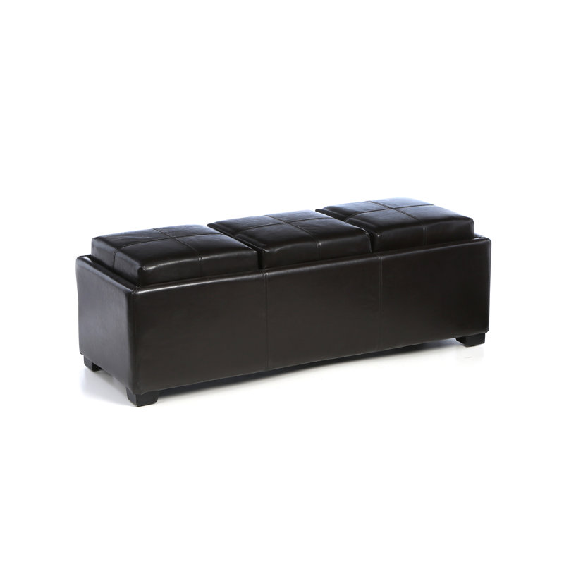 Faux Leather Ottoman, Brown Faux Leather