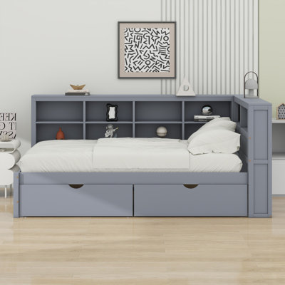 Daybed With Drawers,Shelf And USB Charging Ports