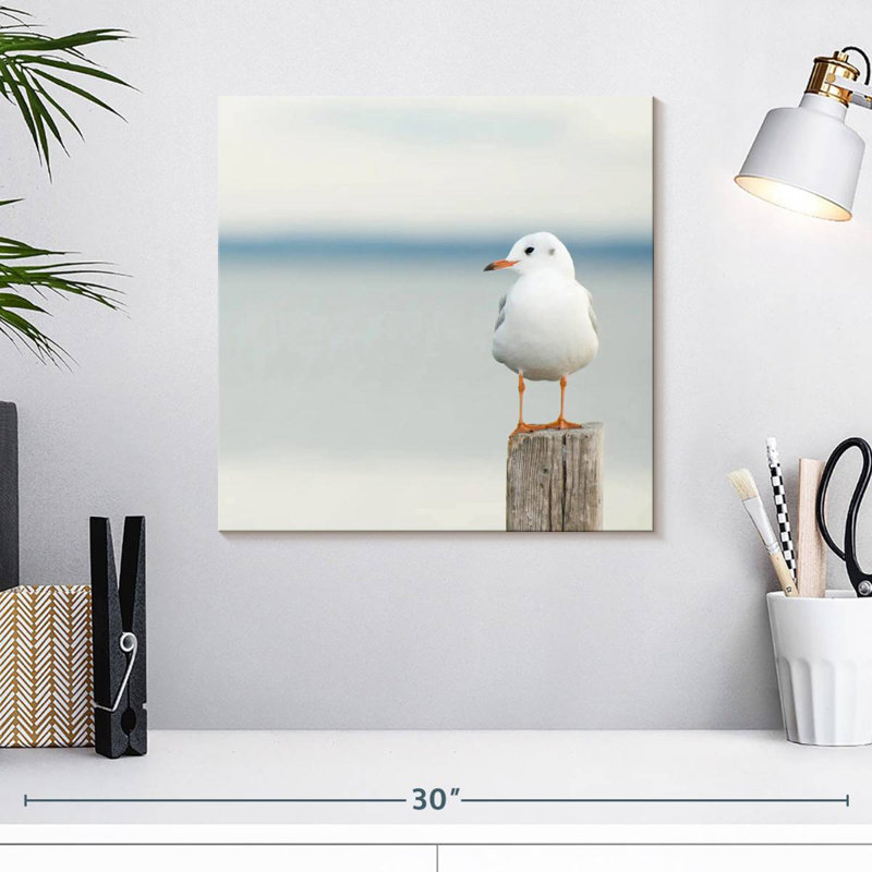 Brampt Perched White Seagull, 16" H x 16" W