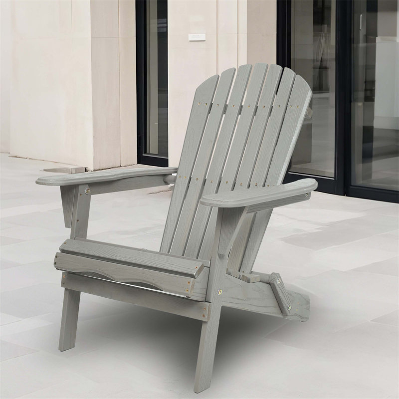 Solid Cedar Wood Adirondack Patio Chairs with Embossed Grain, Foldable and Durable for Outdoor Relaxation, Set of 2