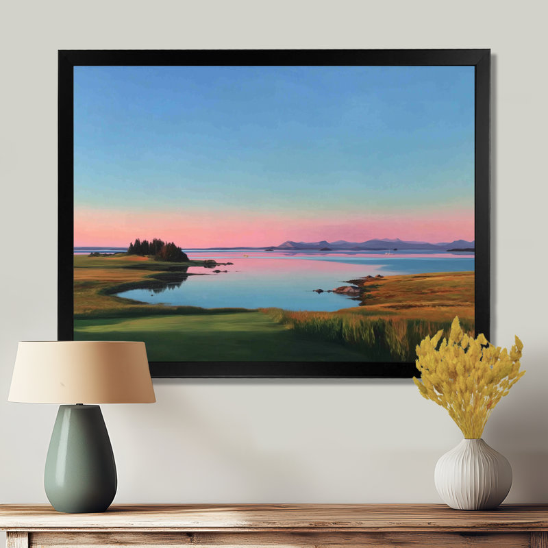 «Summer Sunrise Meadows In Canada - Vancouver, reproduction d'art sur toile, paysage urbain rose, Cadre photo unique, Noir