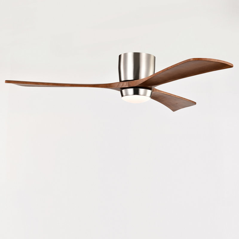 52" Flush Mount Solid Wood Blades Ceiling Fan With Lights Remote Control,Quiet Dc Motor, 6 Speed ,Reversible Ceiling Fan For Patio Living Room, Bedroom, Office,Indoor.