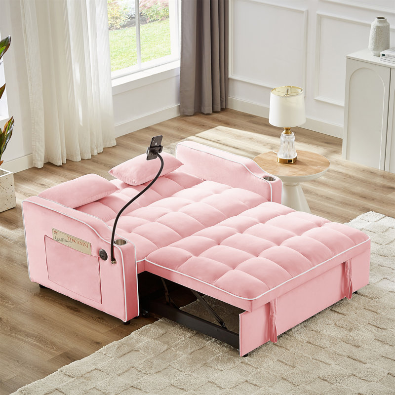 1 canapé-lit pliable polyvalent en 3 longueurs, Rose