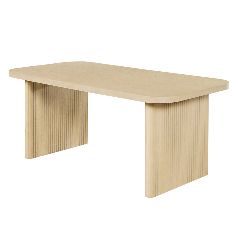 Lily 68.75" Rectangular Dining Table with Ribbed Rubberwood Legs