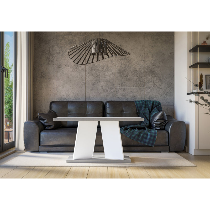 Pedestal Coffee Table with Storage, Grey