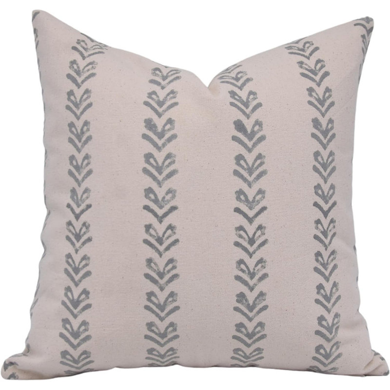 Coussin décoratif en coton fabriqué à la main Fabribine Tribal Aroow Block, Carré, 18 po x 18 po, Beige noir