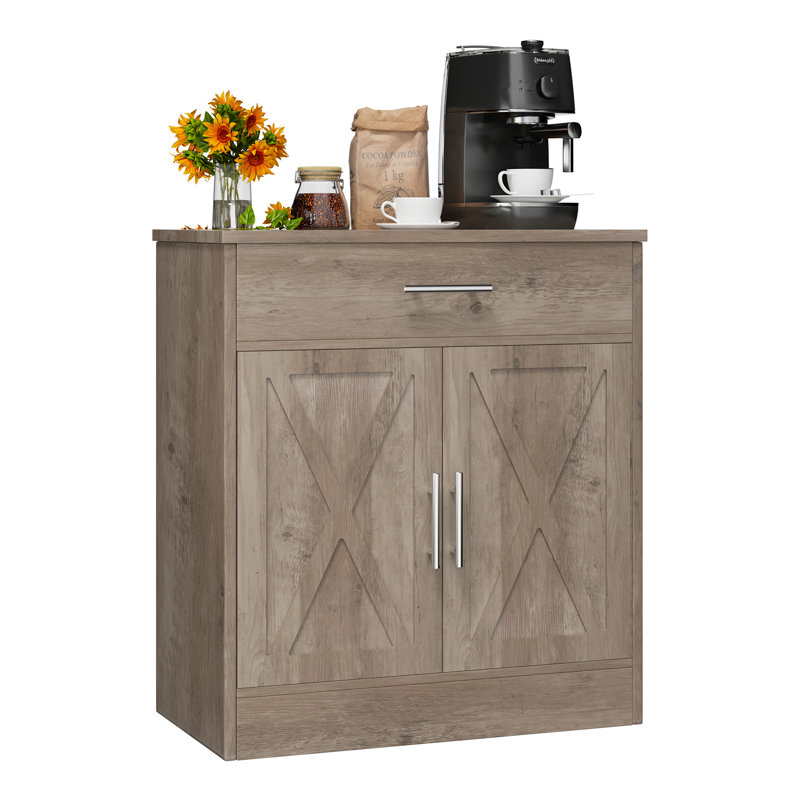 Leawood 31.9" Sideboard Buffet Cabinet with 2 Doors and 1 Drawer, Ivory Gray