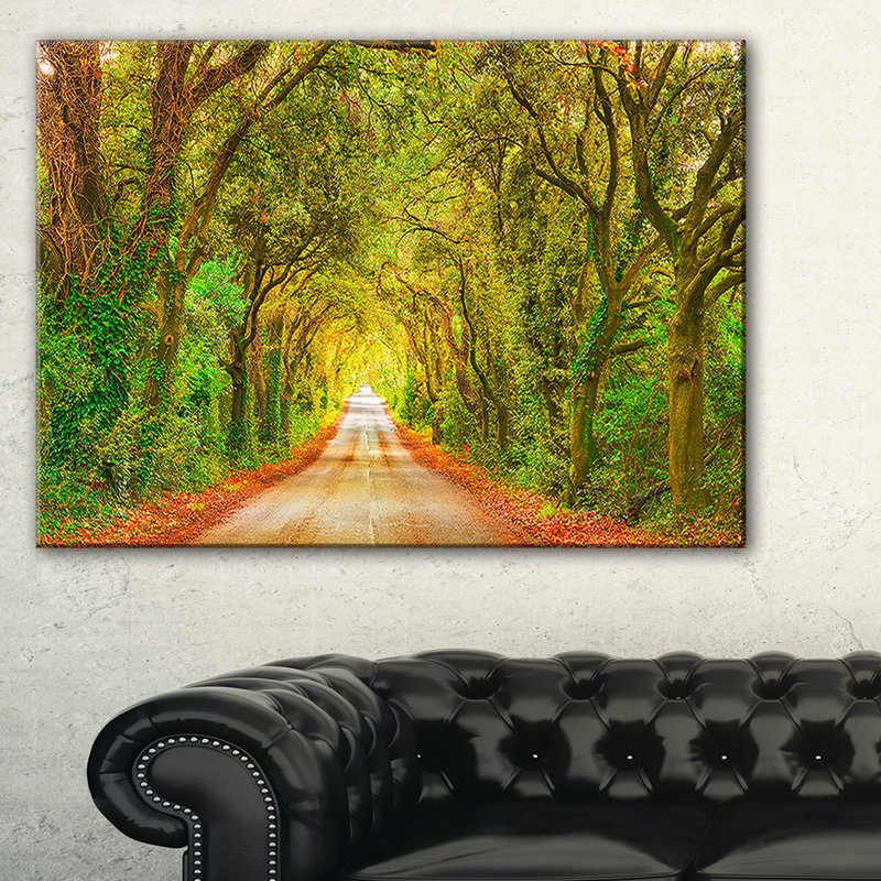 «Fall Greenery and Road Straight Ahead», impression, H 20 po x l 40 po x P 1po, Toile tendue