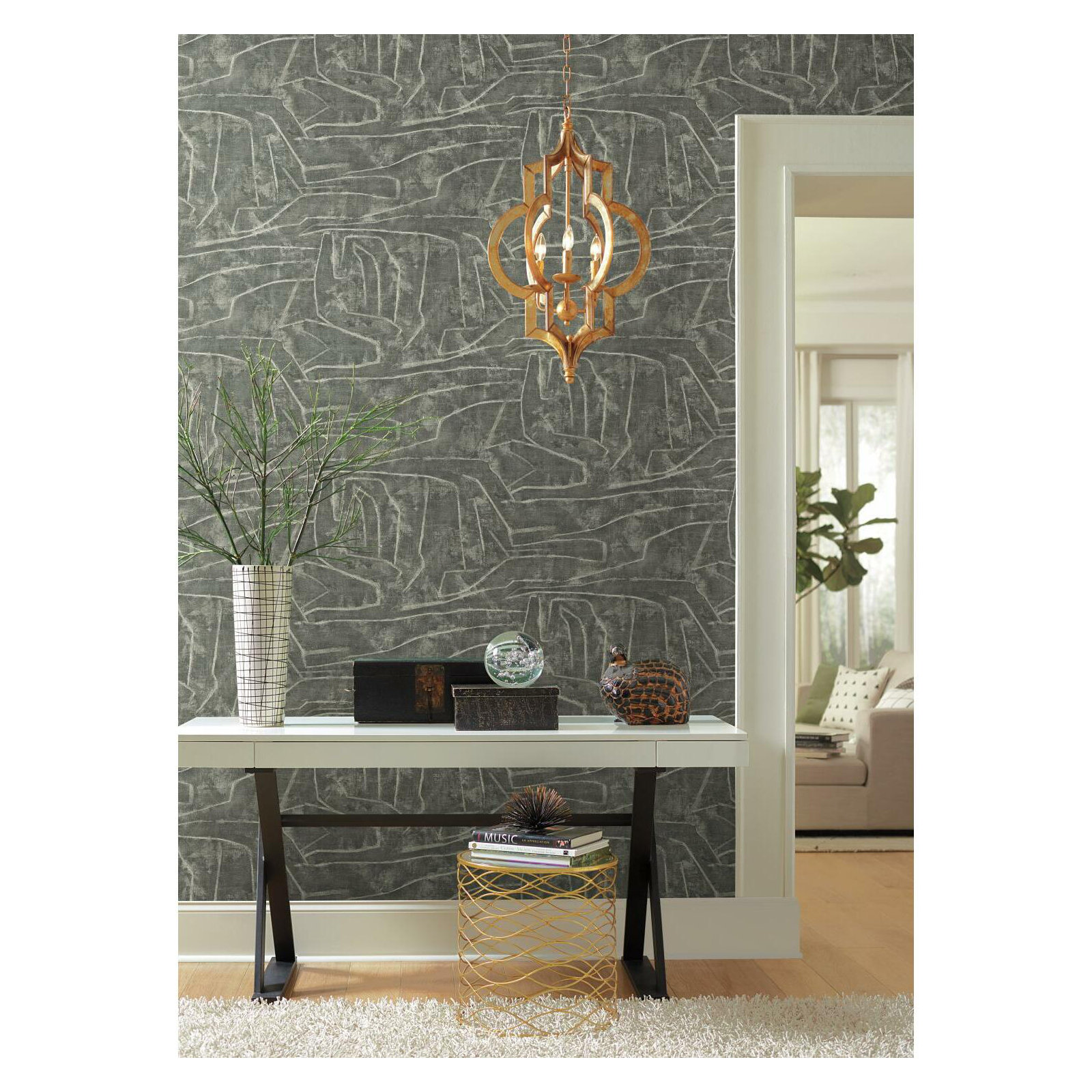 Vena Modern Peel & Stick Abstract Wallpaper, Gray/Glint
