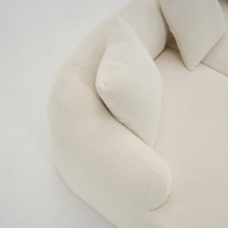 Boneless Compression Sofa, White Chenille