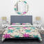 Fleurs et feuilles colorées - ensemble de housse de couette floral - polyester microfibre-1667313637