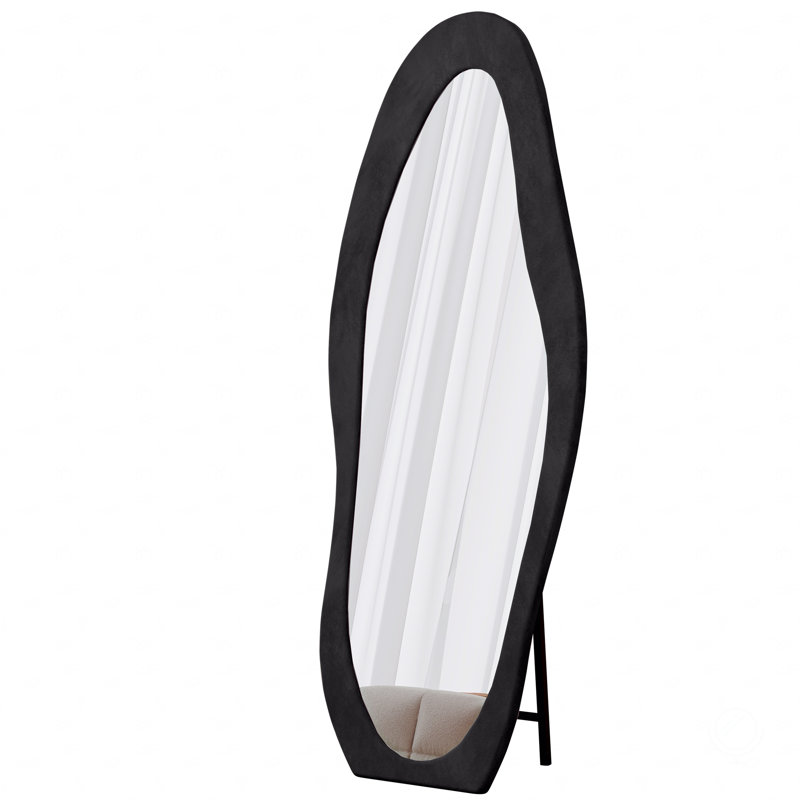 Full Length Mirror,63" X 24" Floor Mirror/ Wall Mirror, Flannel Wrapped Wooden Frame Floor Mirror,Irregular Wavy Mirror Standing/Halling Large Wall Mirror