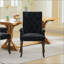 Élégante chaise de salle à manger rembourrée en chenille avec des pieds incurvés en bois massif, parfaite pour le confort et le style dans toute salle à manger.-2015508473