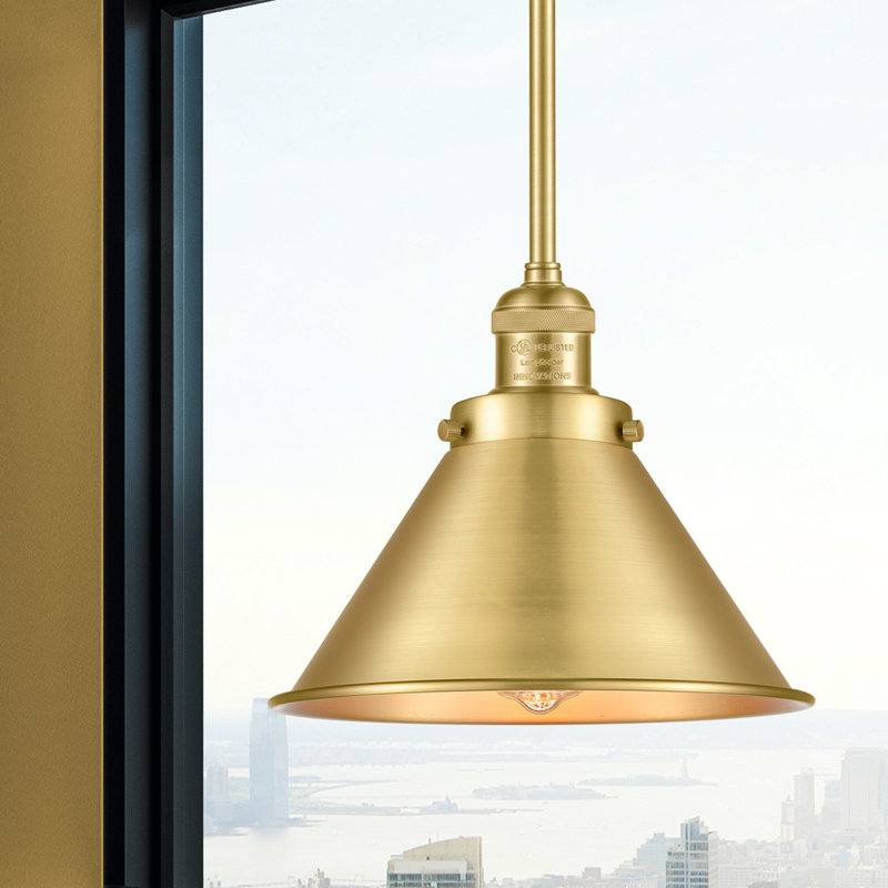 Luminaire suspendu conique à 1 lumière Paylor, Ampoule DEL 6 watts Vinage, Or satiné, Or satiné