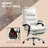 Cream White Microfibre Executive Massage Office Chair, Computer Desk Chair, Heated Reclining Chair, With Footrest, Double-Tier Padding, Swivel Wheels-19611237