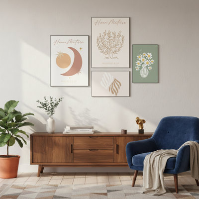 4 Piece Mid-Century Bauhaus And Matisse Inspired Gallery MDF Wall Decor Set