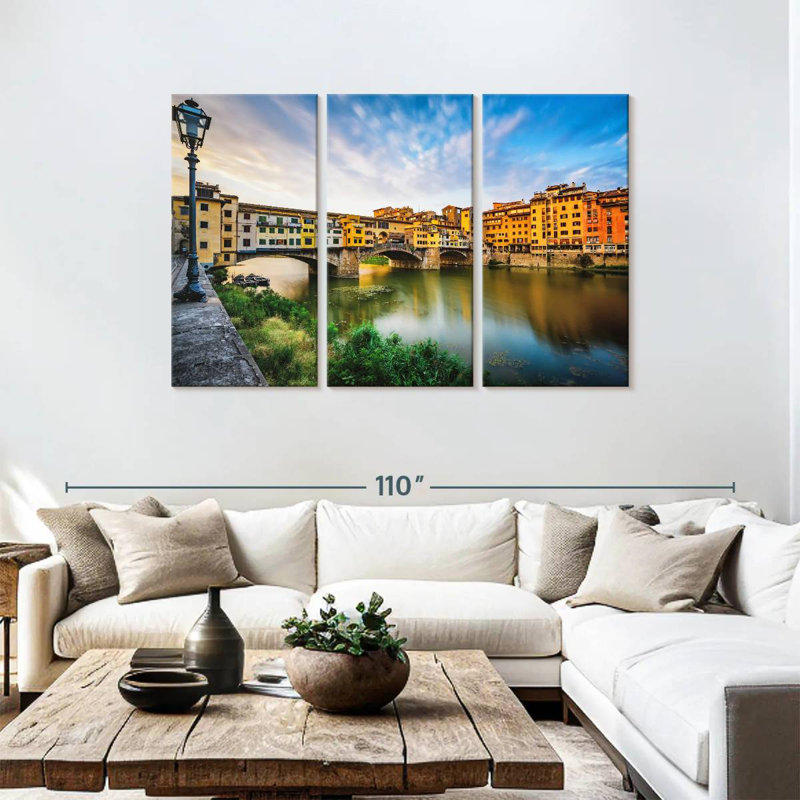 Ponte Vecchio, paysage fluvial, H 48 po x l 74 po