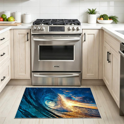 Tapis d'intérieur lavable transparent à l'eau Ocean Sunset Wave