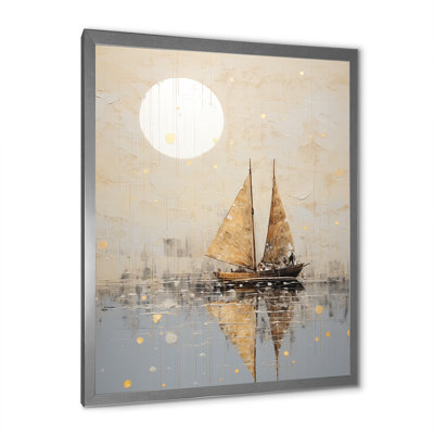 " Minimalism Gold And Gray Boat Fishing "