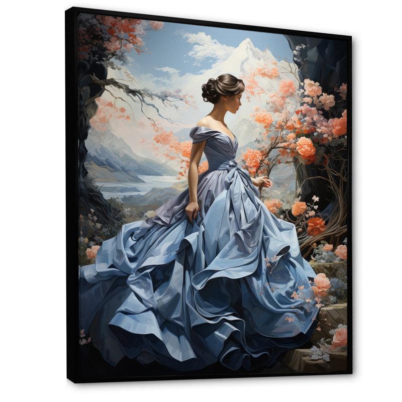 «Blue French Dress Elegance», reproduction sur toile, H 32 po x l 24 po x P 1 po, Noir