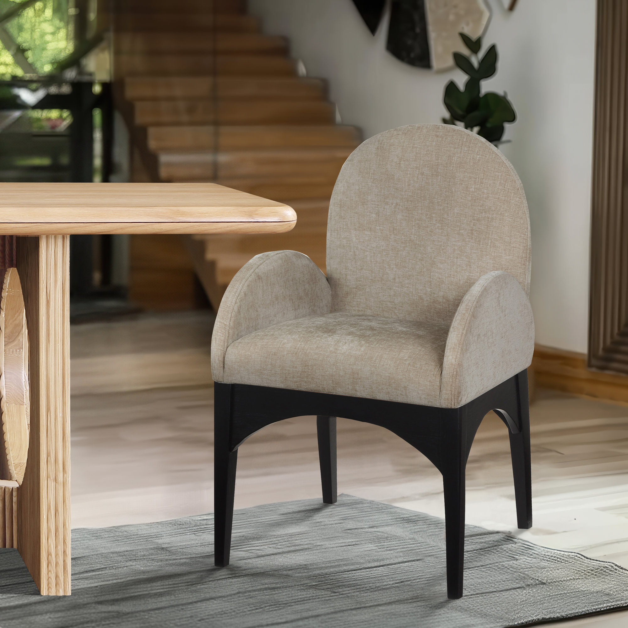 Charith Arm Chair, Beige, Black