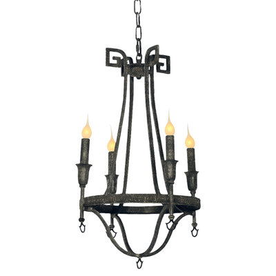 Bailey 4 - Light Candle Style Wagon Wheel Chandelier