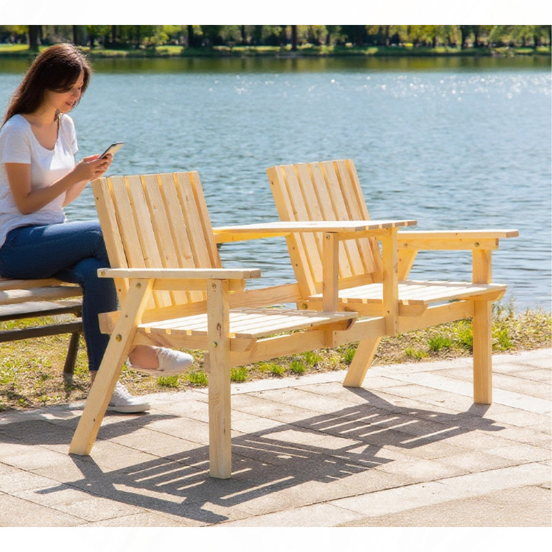 Banc avec table, banc de jardin avec table du milieu et trou pour parasol