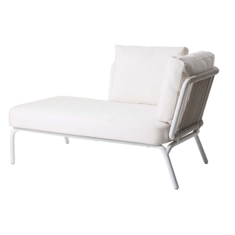 Yland Outdoor Rust-Resistant Metal Chaise Lounge , Cushion Included, Lanten Slate, White